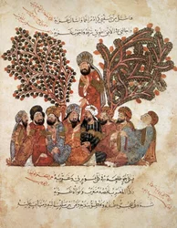 Al-Harith verabschiedet sich von seinen Gefährten, aus Al Maqamat von Al Hariri, ca. 1240